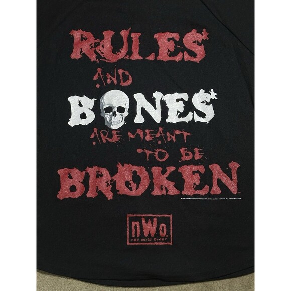 Vintage 90s NWO Rules And Bones Are Meant To Be Broken WCW WWF Jersey T Shirt - Picture 5 of 7